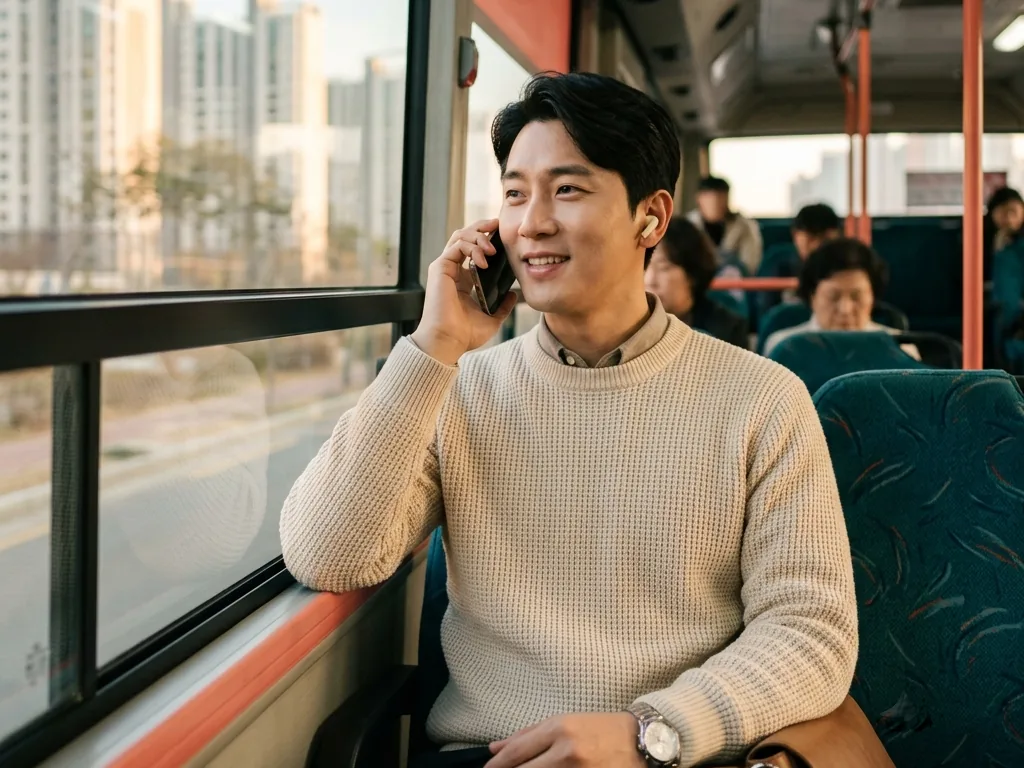 경기도 성인 영어회화 — 광역버스 안에서 전화영어 수업을 하는 경기도 통근 직장인