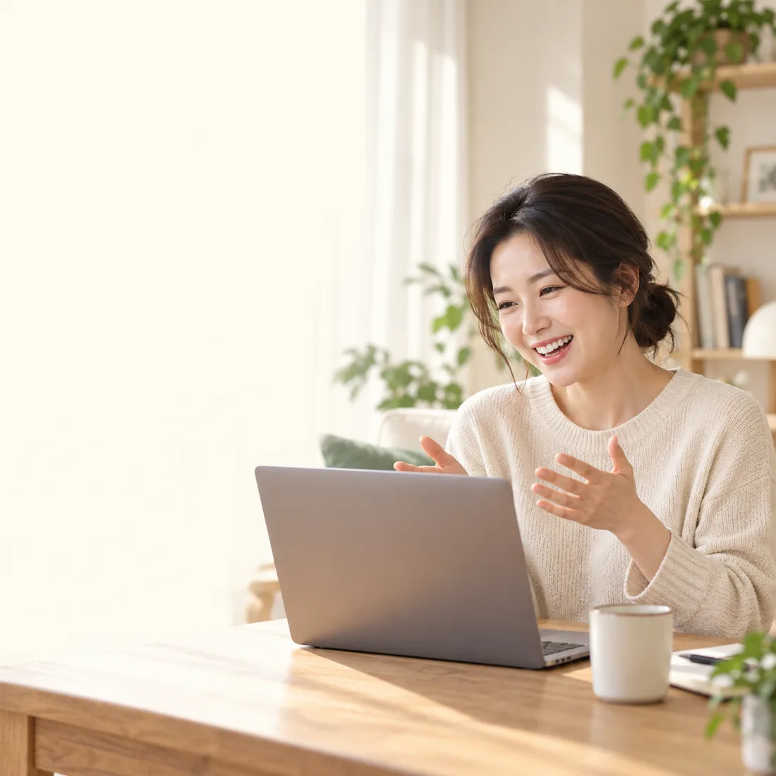 성인 영어회화 — 화상영어 수업으로 코치와 대화하는 성인 학습자