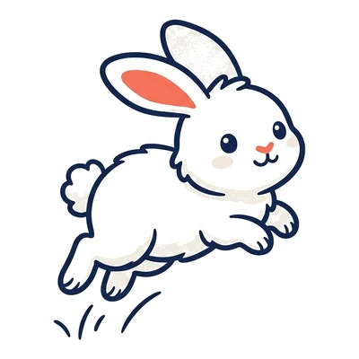 초등 파닉스 화상영어 단모음 예시 — hop 깡충 뛰는 토끼 그림