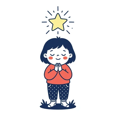 hope 별에 소원을 비는 아이 그림